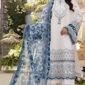 Anaya Luxury Unstitched Schiffli Embroidered Suit with Khaddi Net Dupatta