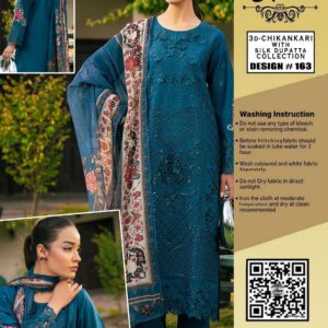 Premium Chikankari Lawn Cotton Suit with 3D Floral & Embroidered Silk Dupatta
