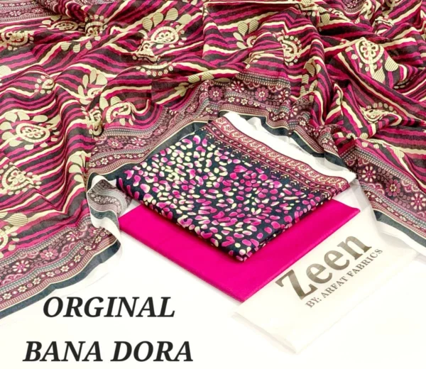 Zeen Original 3pc Printed Lawn Suit – Digital Lawn Shirt, Voile Dupatta & Dyed Trouser - Image 10
