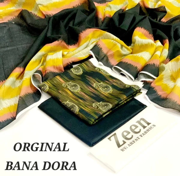 Zeen Original 3pc Printed Lawn Suit – Digital Lawn Shirt, Voile Dupatta & Dyed Trouser - Image 9