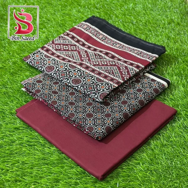 Bin Saeed 3-Piece Lawn Suit – Printed Lawn Shirt, Voil Dupatta & Airjet Cambric Trouser - Image 12