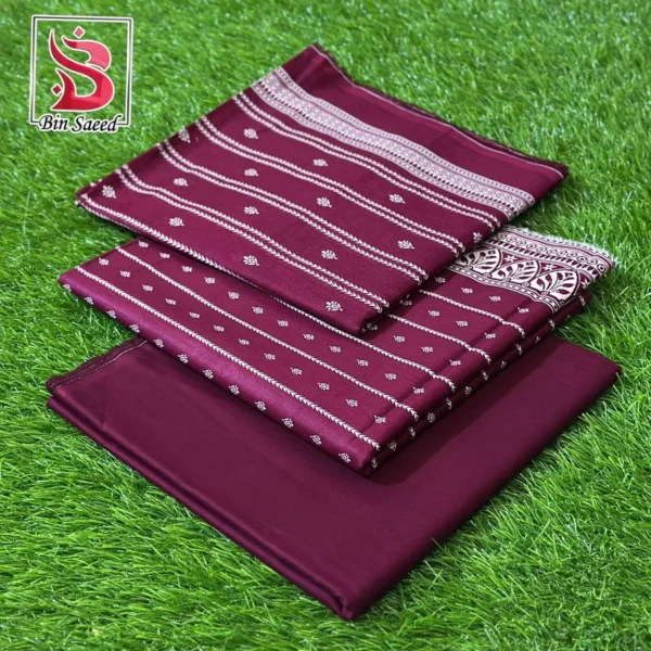 Bin Saeed 3-Piece Lawn Suit – Printed Lawn Shirt, Voil Dupatta & Airjet Cambric Trouser - Image 14
