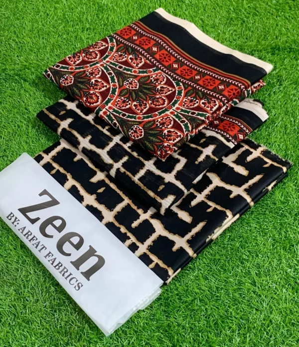ZEEN 3PC Digital Printed Lawn Suit with Voile Dupatta - Image 29