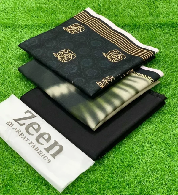 ZEEN 3PC Digital Printed Lawn Suit with Voile Dupatta - Image 5
