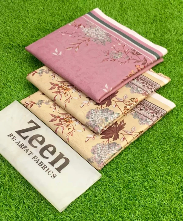 ZEEN 3PC Digital Printed Lawn Suit with Voile Dupatta - Image 6