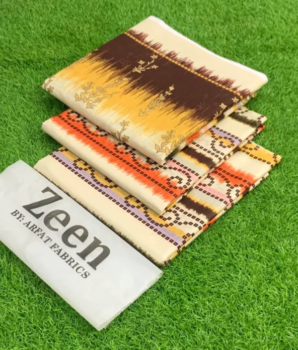 ZEEN 3PC Digital Printed Lawn Suit with Voile Dupatta - Image 8