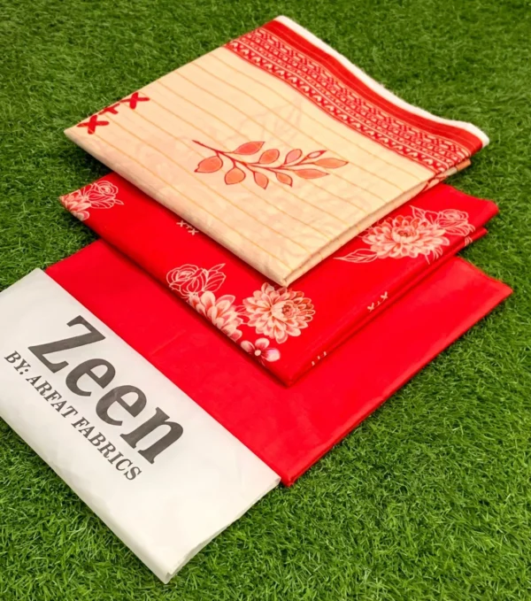 ZEEN 3PC Digital Printed Lawn Suit with Voile Dupatta - Image 11