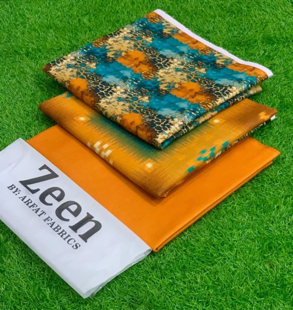ZEEN 3PC Digital Printed Lawn Suit with Voile Dupatta - Image 13