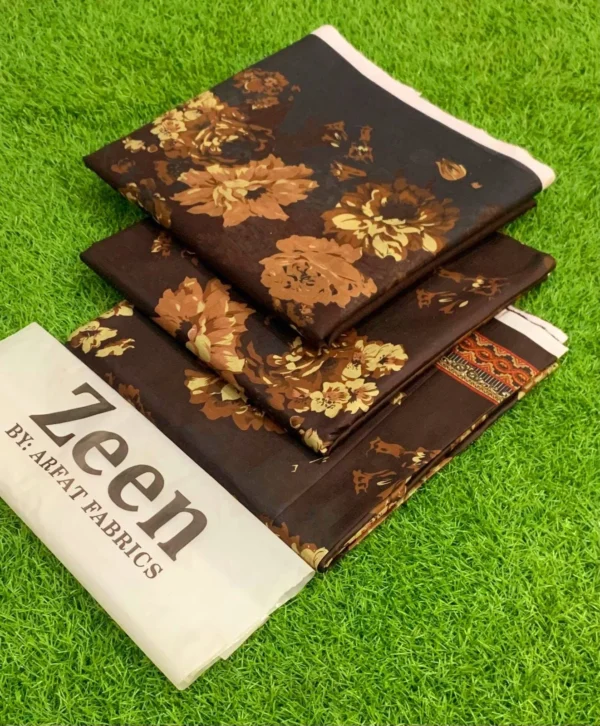 ZEEN 3PC Digital Printed Lawn Suit with Voile Dupatta - Image 15