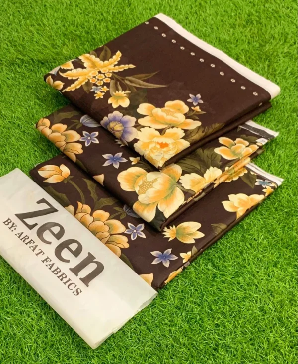 ZEEN 3PC Digital Printed Lawn Suit with Voile Dupatta - Image 18