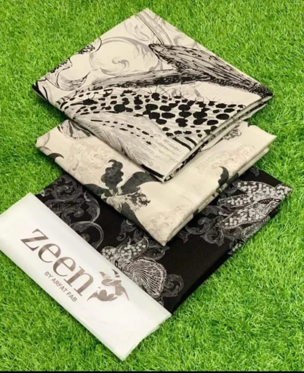 ZEEN 3PC Digital Printed Lawn Suit with Voile Dupatta - Image 23
