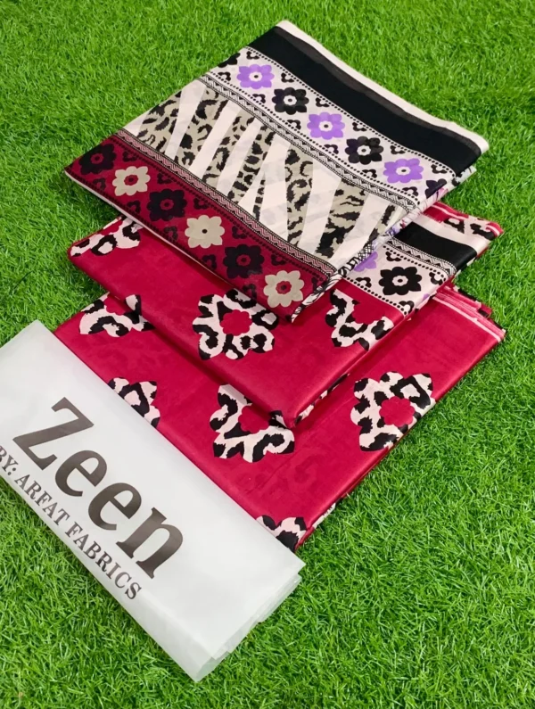 ZEEN 3PC Digital Printed Lawn Suit with Voile Dupatta - Image 25