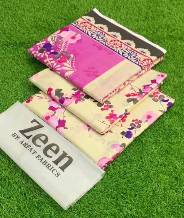 ZEEN 3PC Digital Printed Lawn Suit with Voile Dupatta - Image 34